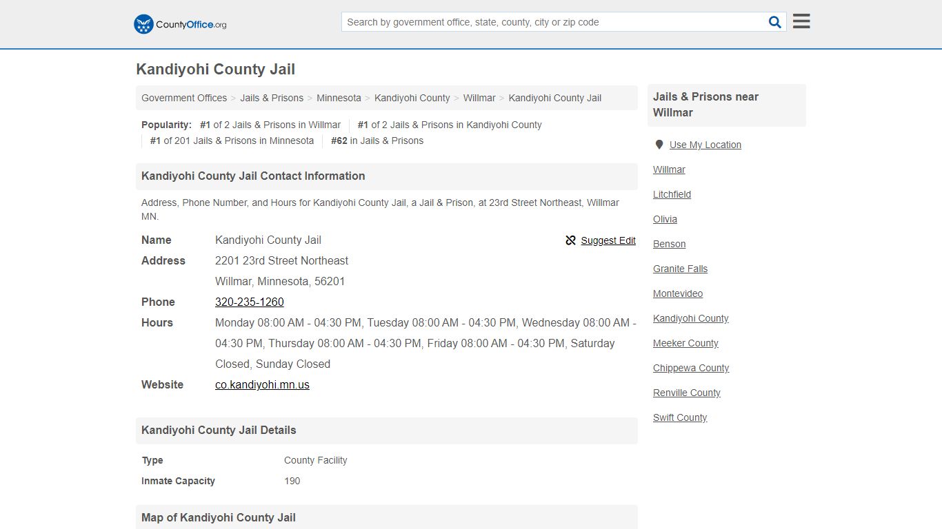 Kandiyohi County Jail - Willmar, MN (Address, Phone, and ...